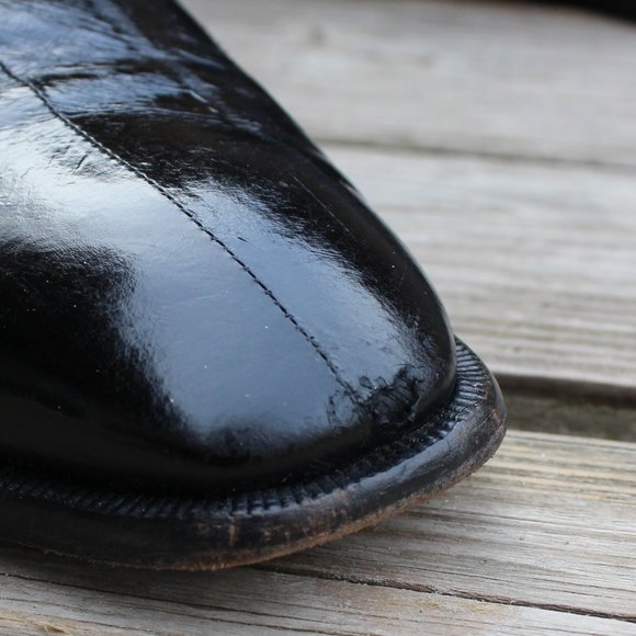 Black Genuine Eel Skin Derby, Handmade in Italy, Men's Size 8.5, GUC - Picture 3 of 15